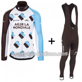 Completo Maglia ML + Pantaloncino con bretelle ML 2017 AG2R La Mondiale Donna N001